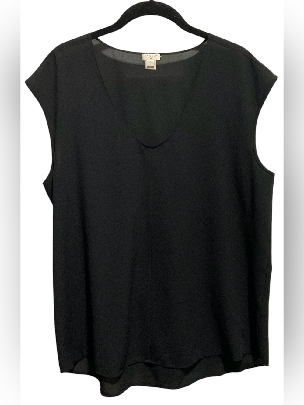 J.Crew Black High-Low Sleeveless Draped Blouse - Size 14
